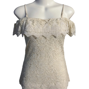 Vintage Sz Medium Lace Off-Shoulder Top in Cream top